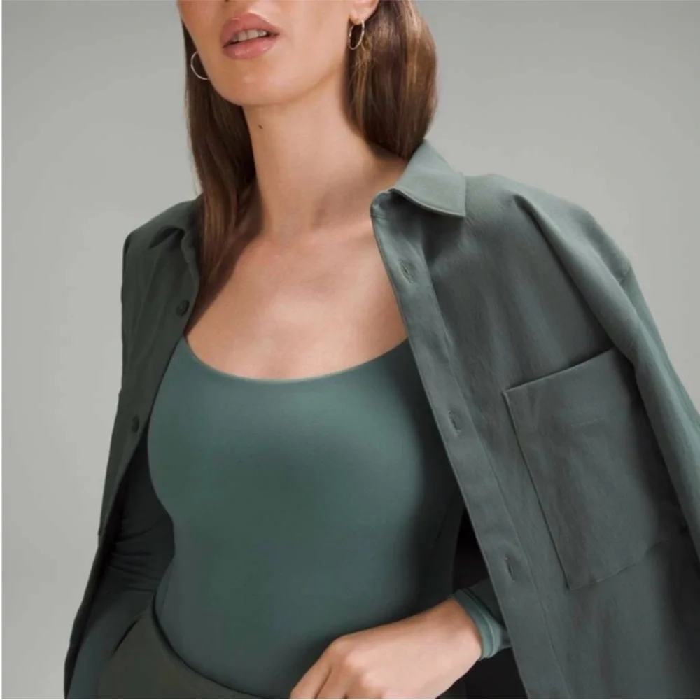 Lululemon Forest Green Wundermost Ultra-Soft Square-Neck Long-Sleeve Bodysuit XL